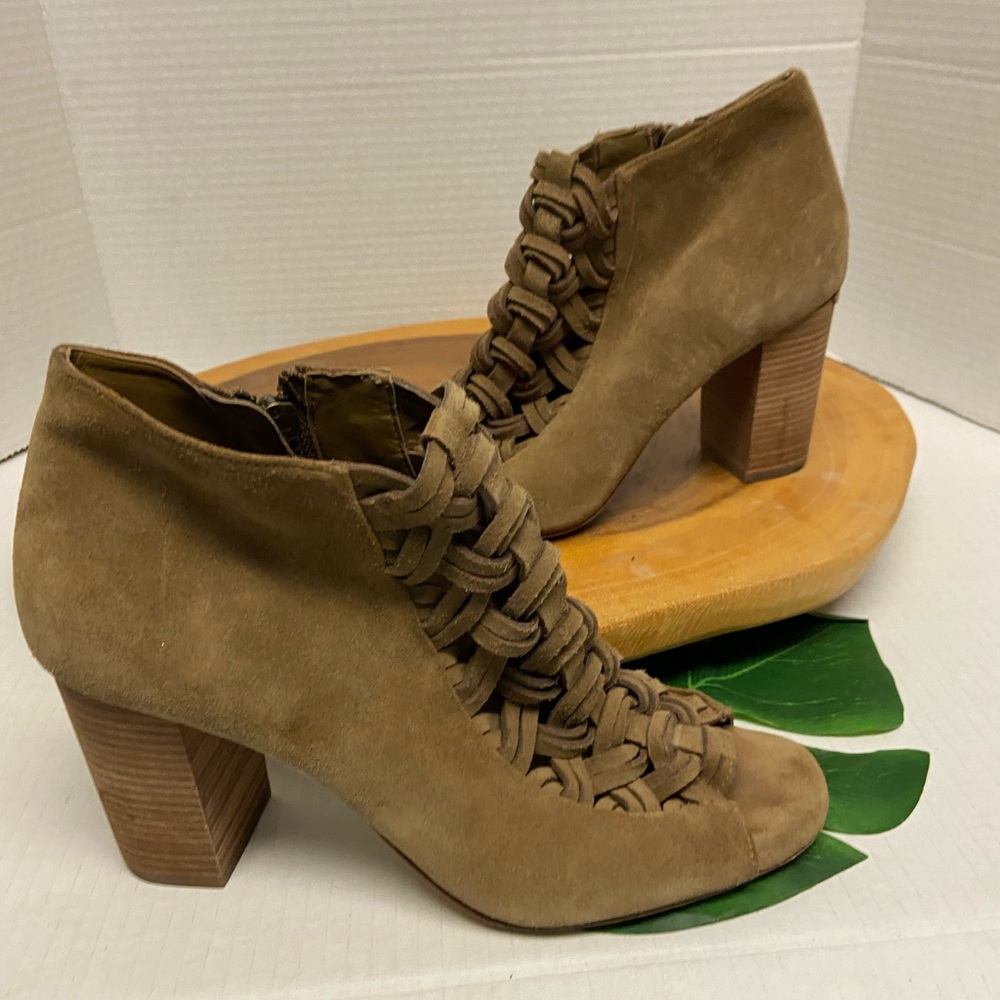 Michael Kors Woven Suede Heeled Ankle Booties